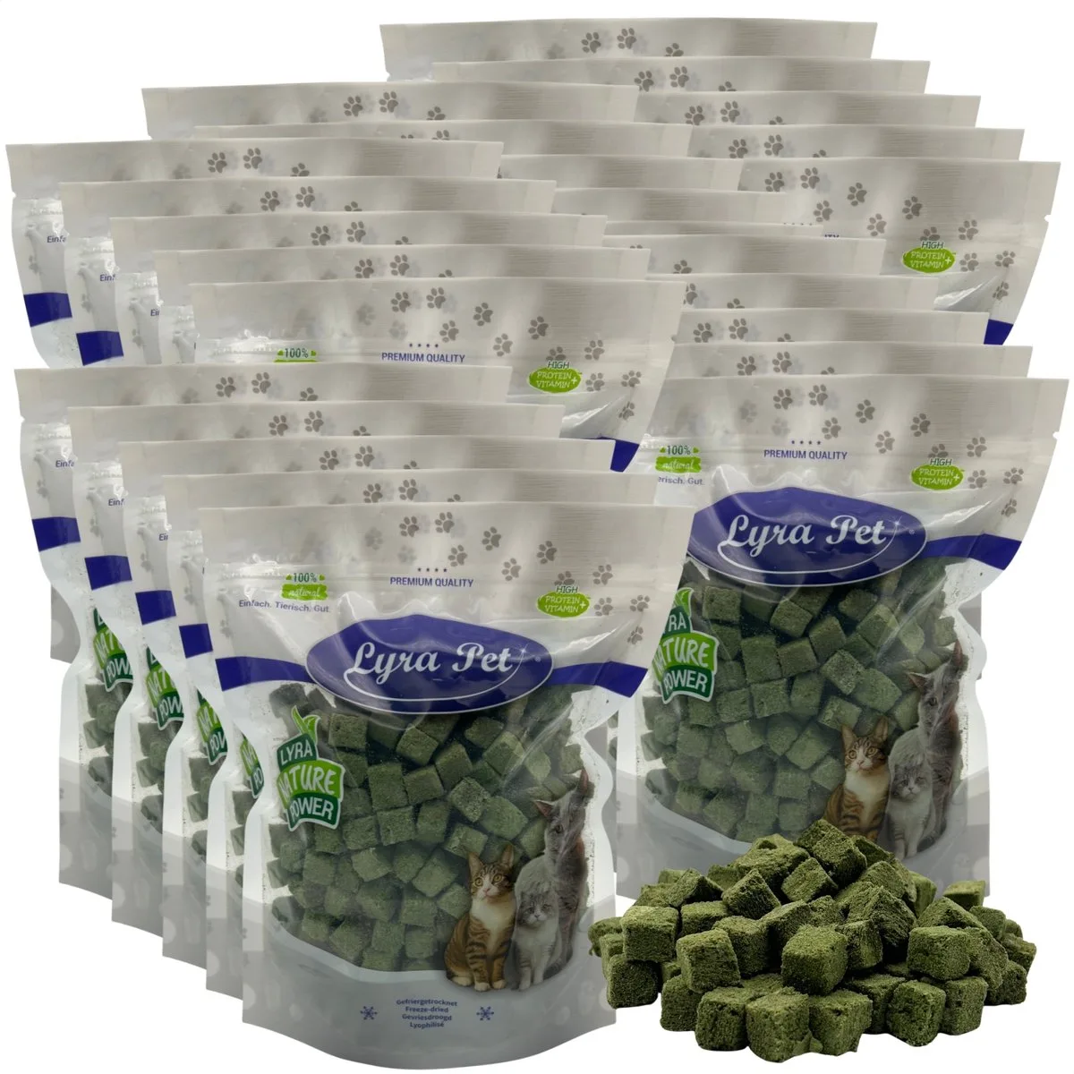5 kg (25 x 200 g) Lyra Pet® gevriesdroogde kattengrasblokjes van Lyra Pet – productfoto