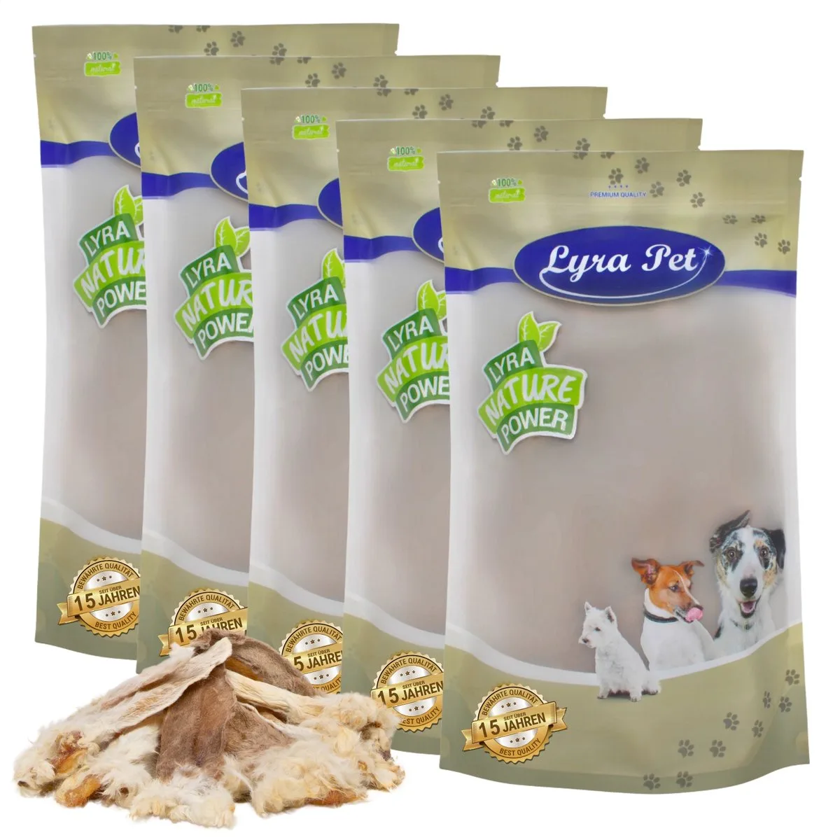Kaninchenohren mit Fell 5 kg von Lyra Pet – Produktfoto