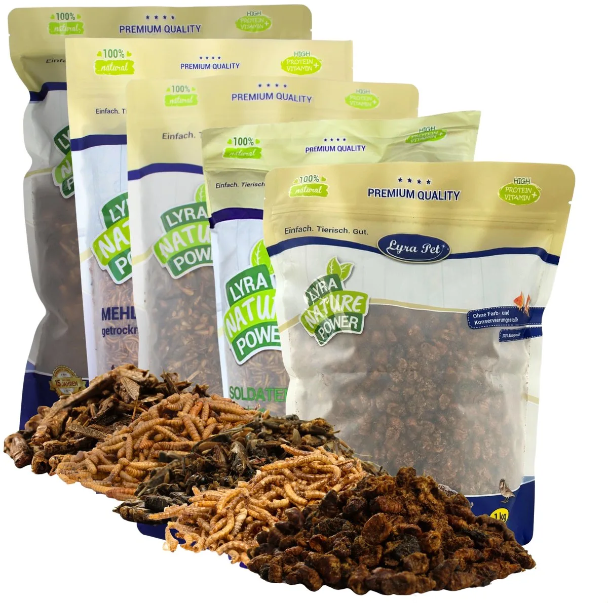 5 x 1 kg Lyra Pet® gedroogde insectenmonstermix van Lyra Pet – productfoto
