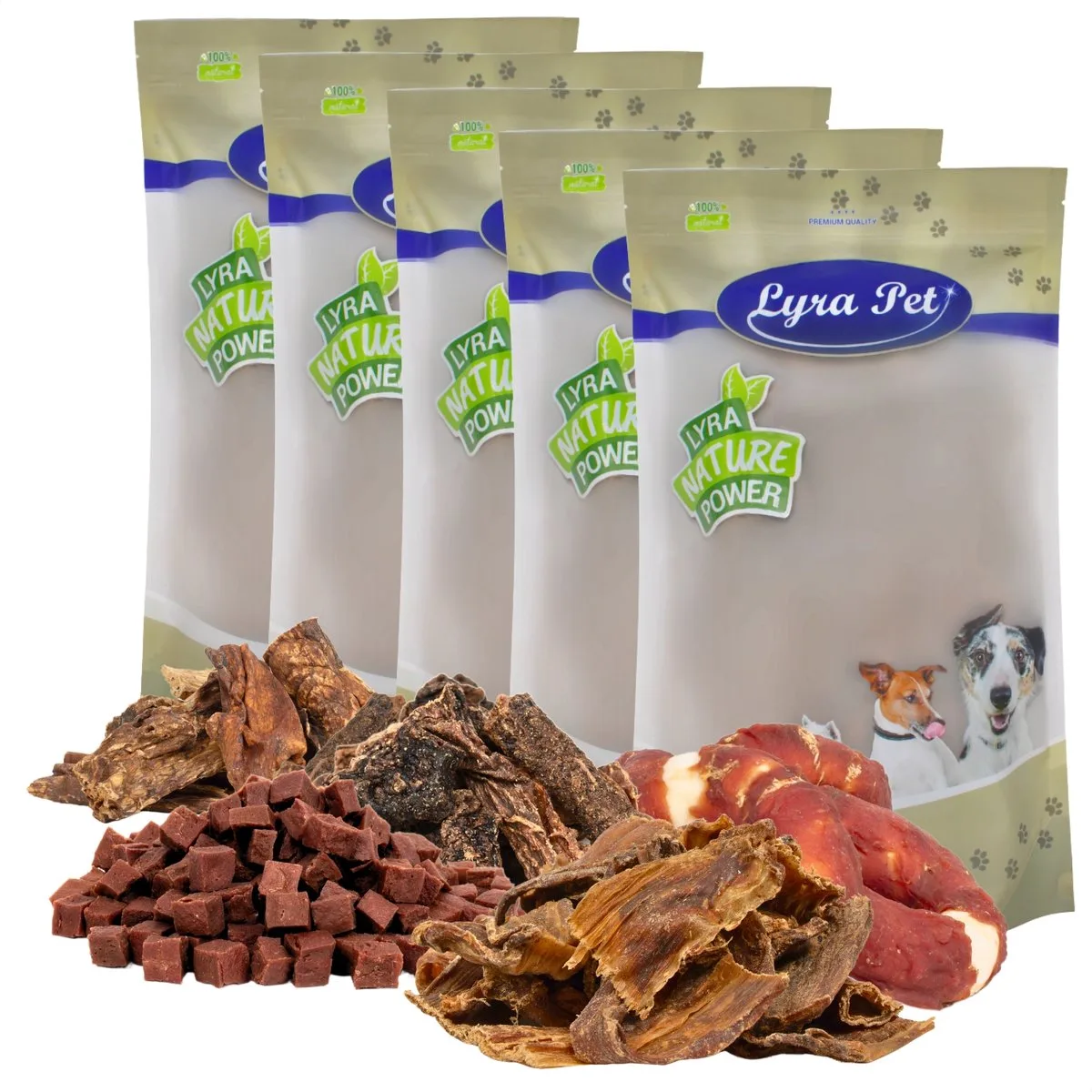 5 x 1 kg Lyra Pet® kauwsnacks voor honden, proefmix – rund, lam & eend van Lyra Pet – productfoto