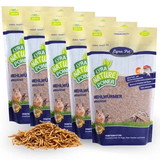 5 x 10 liter Lyra Pet® gedroogde meelwormen in een zakje fra Lyra Pet – produktbillede 1 af 5