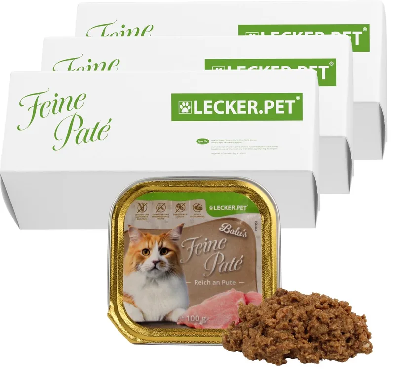51 x 100 g Lecker.Pet® Balu's Feine Paté Reich an Pute kattenvoer natvoer compleet voer fra Lyra Pet – produktbillede 1 af 5