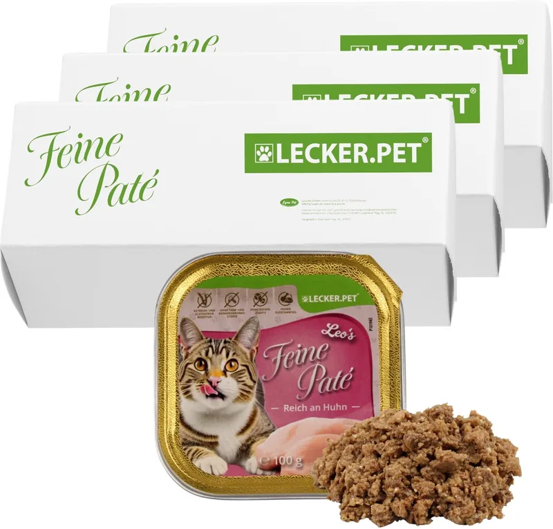 51 x 100 g Lecker.Pet® Leo's Feine Paté Rijk aan kip Nat kattenvoer Complete voeding de Lyra Pet – photo produit 1 sur 5