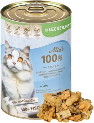 6 x 400 g Lecker.Pet® Mia's 100 % zalm natvoer voor katten de Lyra Pet – photo produit 1 sur 5