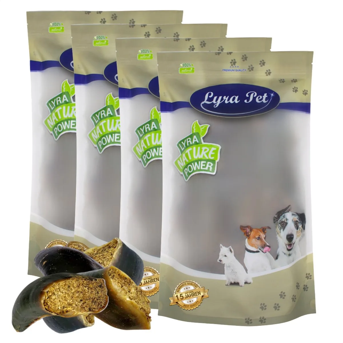 Rinderhufe Pansen & Leber 120 g 4x15 Stück von Lyra Pet – Produktfoto