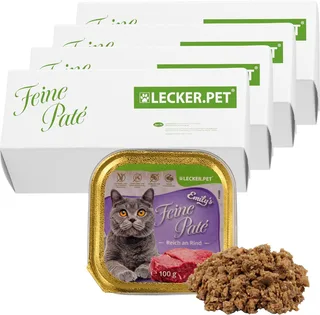 68 x 100 g Lecker.Pet® Emily's Feine Paté Rijk aan Rund Nat Kattenvoer Complete voeding de Lyra Pet – photo produit 1 sur 5