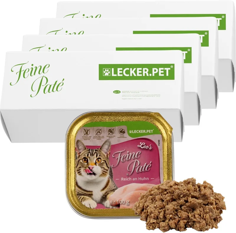 68 x 100 g Lecker.Pet® Leo's Feine Paté Rijk aan kip Nat kattenvoer Complete voeding von Lyra Pet – Produktfoto 1 von 5