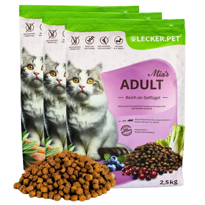 7.5 kg Lecker.Pet® Mia's Adult hartig gevogelte droog kattenvoer compleet voer by Lyra Pet – product photo 1 of 5