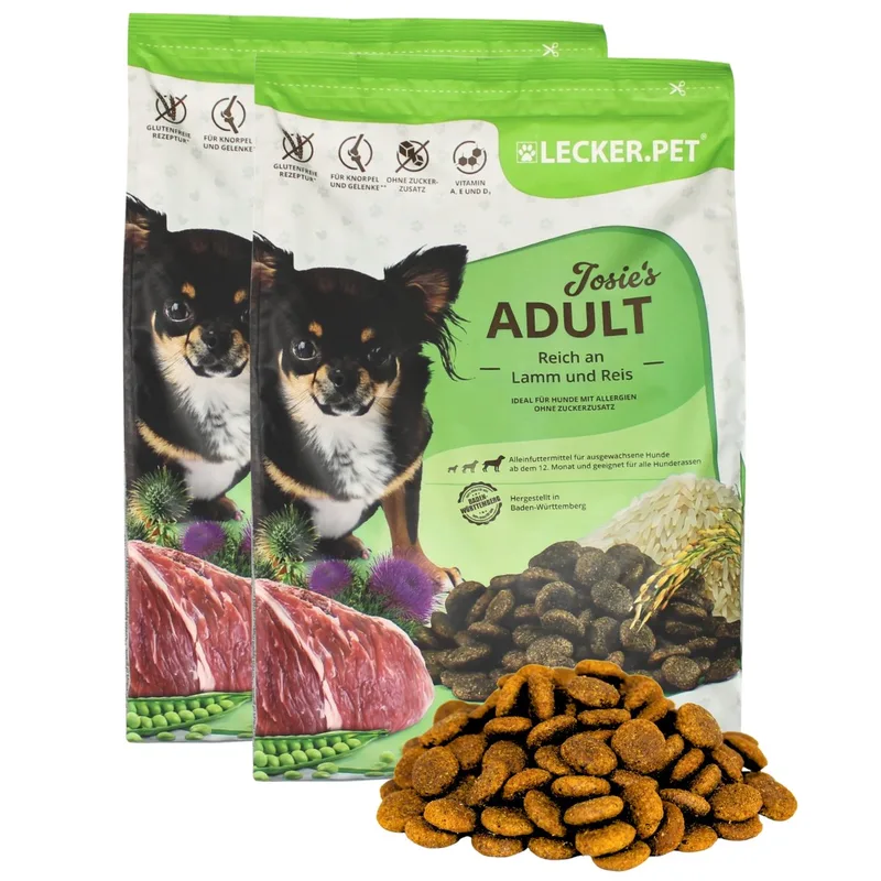 8 kg Lecker.Pet® Josie's Adult Lamb & Rice droog hondenvoer compleet voer de Lyra Pet – photo produit 1 sur 5