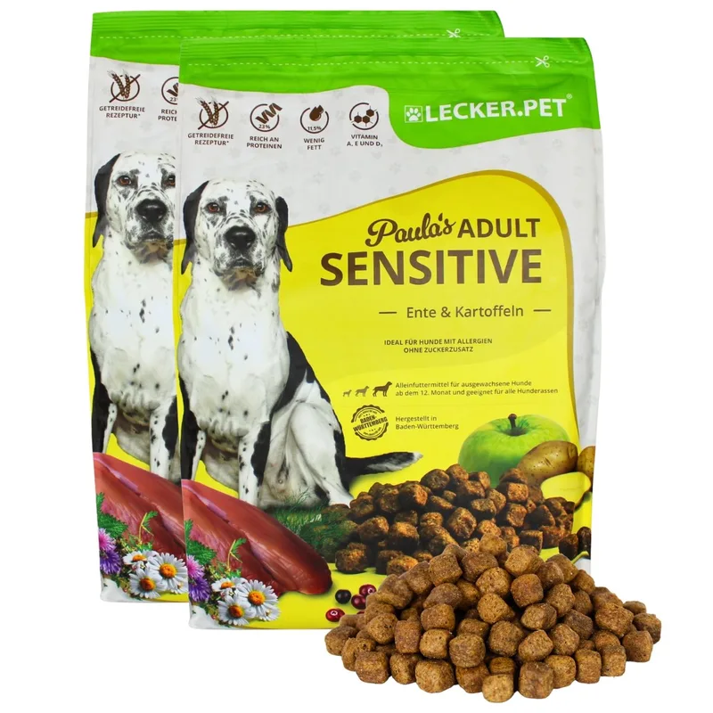 8 kg Lecker.Pet® Paula's Adult Sensitive Eend & Aardappel droog hondenvoer compleet voer by Lyra Pet – product photo 1 of 5
