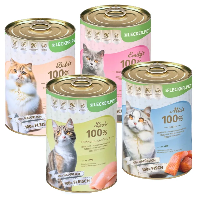 Lecker.Pet Balu’s, Emily's, Leo's & Mia's 100 % Fisch & Fleisch Katzenfutter Nassfutter Mix by Lyra Pet in Regular – product photo