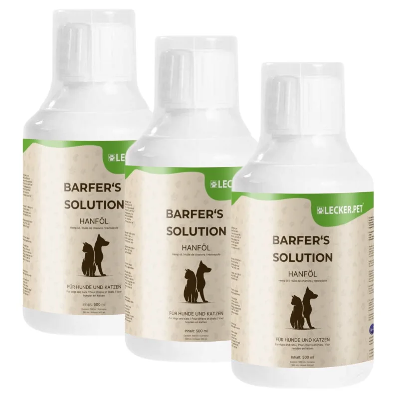 Lecker.Pet Barfer's Solution 100 % Hanföl für Hunde & Katzen 1,5 l de Lyra Pet en Regular – photo produit