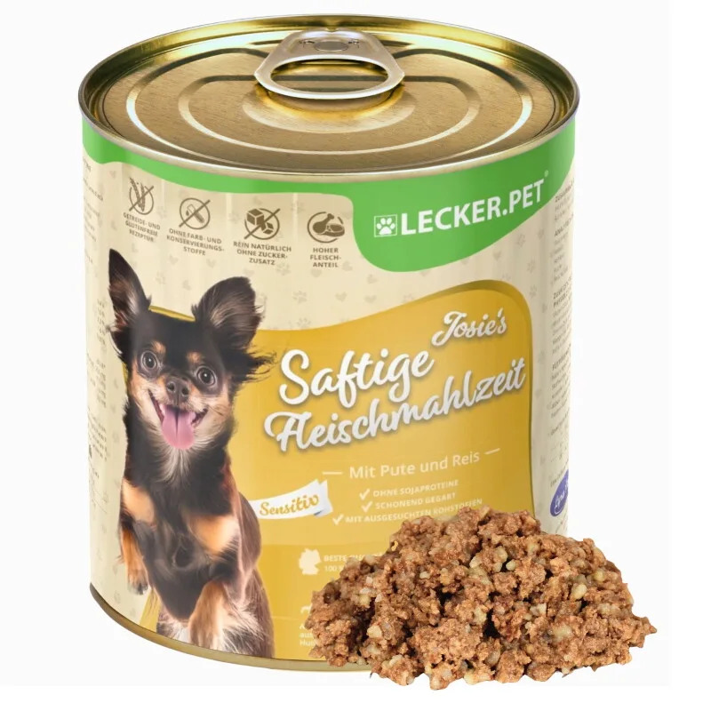 Lecker.Pet Josie's Saftige Fleischmahlzeit Sensitiv mit Pute & Reis Hundefutter Nassfutter 14,4 kg by Lyra Pet in Regular – product photo