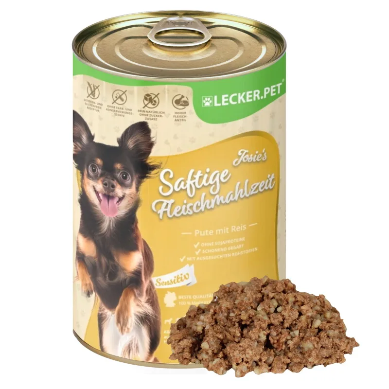 Lecker.Pet Josie's Saftige Fleischmahlzeit Sensitiv mit Pute & Reis Hundefutter Nassfutter 7,2 kg by Lyra Pet in Regular – product photo