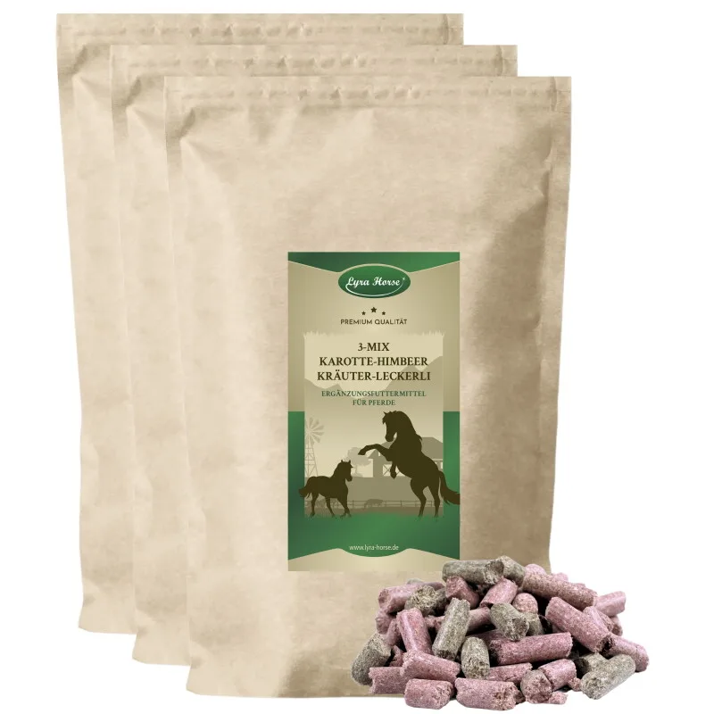 Lyra Horse Karotte-Himbeer-Kräuter Snack 15 kg von Lyra Pet in Regular – Produktfoto