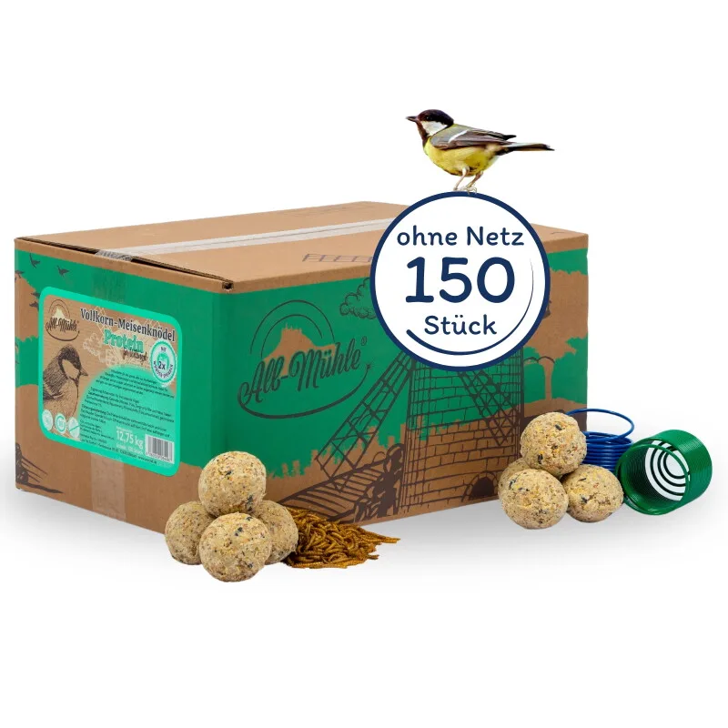 Meisenknödel aus der Alb-Mühle Protein ohne Netz à 85 g + 2 Spender von Lyra Pet in Regular – Produktfoto
