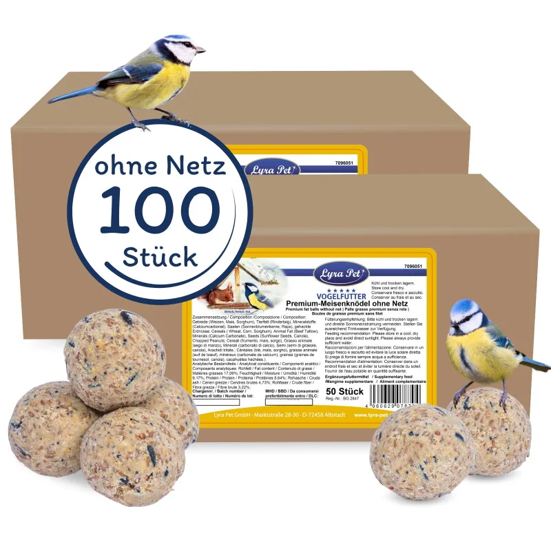 Premium Meisenknödel ohne Netz à 85 g 2x50 Stück by Lyra Pet in Regular – product photo
