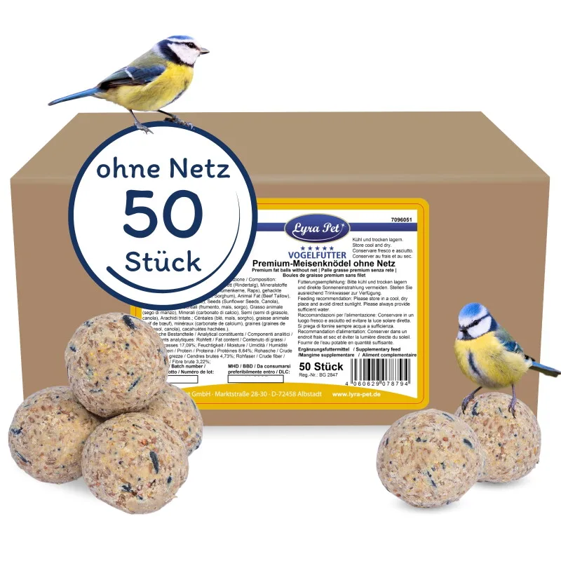 Premium Meisenknödel ohne Netz à 85 g 50 Stück by Lyra Pet in Regular – product photo