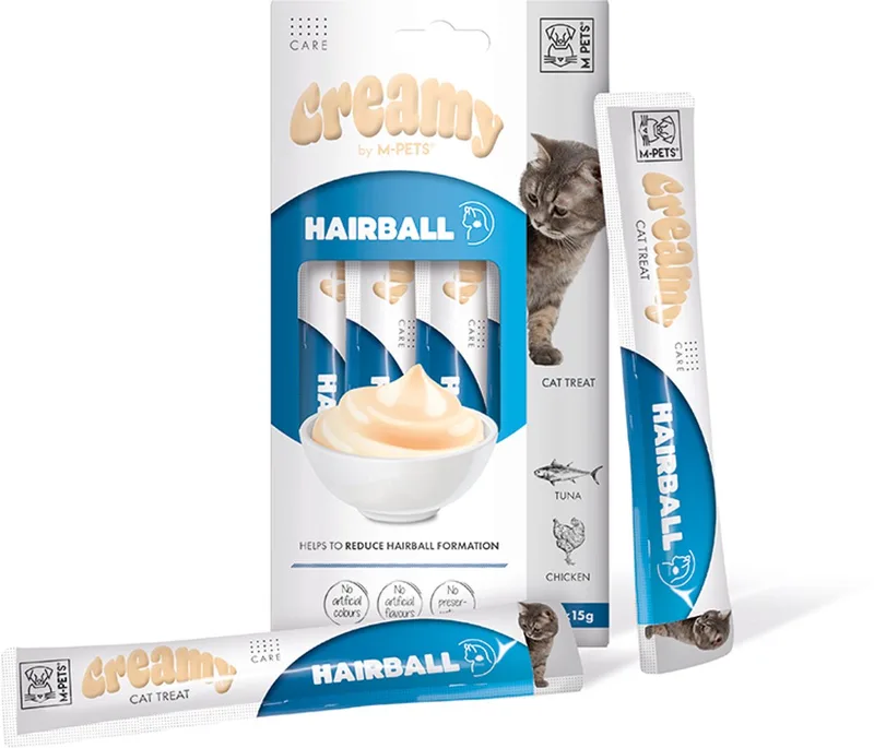 Creamy kat functionele snack haarbal - tonijn & kip 60g - per 12 fra M-Pets – produktbillede