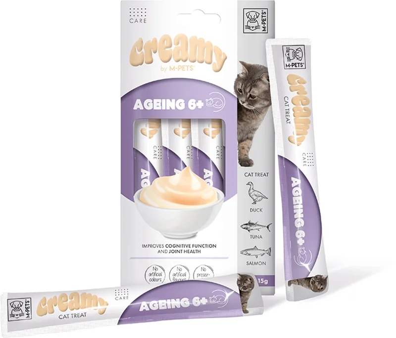 Creamy kat functionele snack leeftijd 6+ - eend & tonijn & zalm 60g - per 12 von M-Pets – Produktfoto