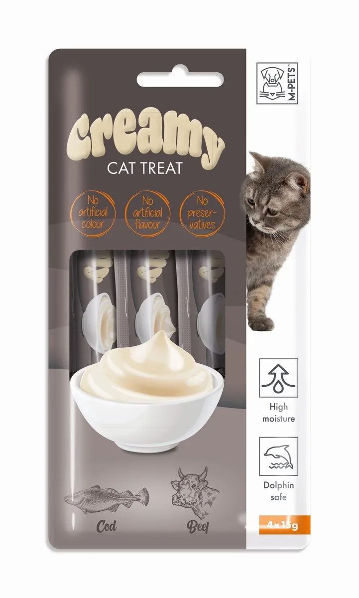 Creamy kat snack kabeljauw&rund 60g ( 4x15g ) - per 12 de M-Pets – photo produit