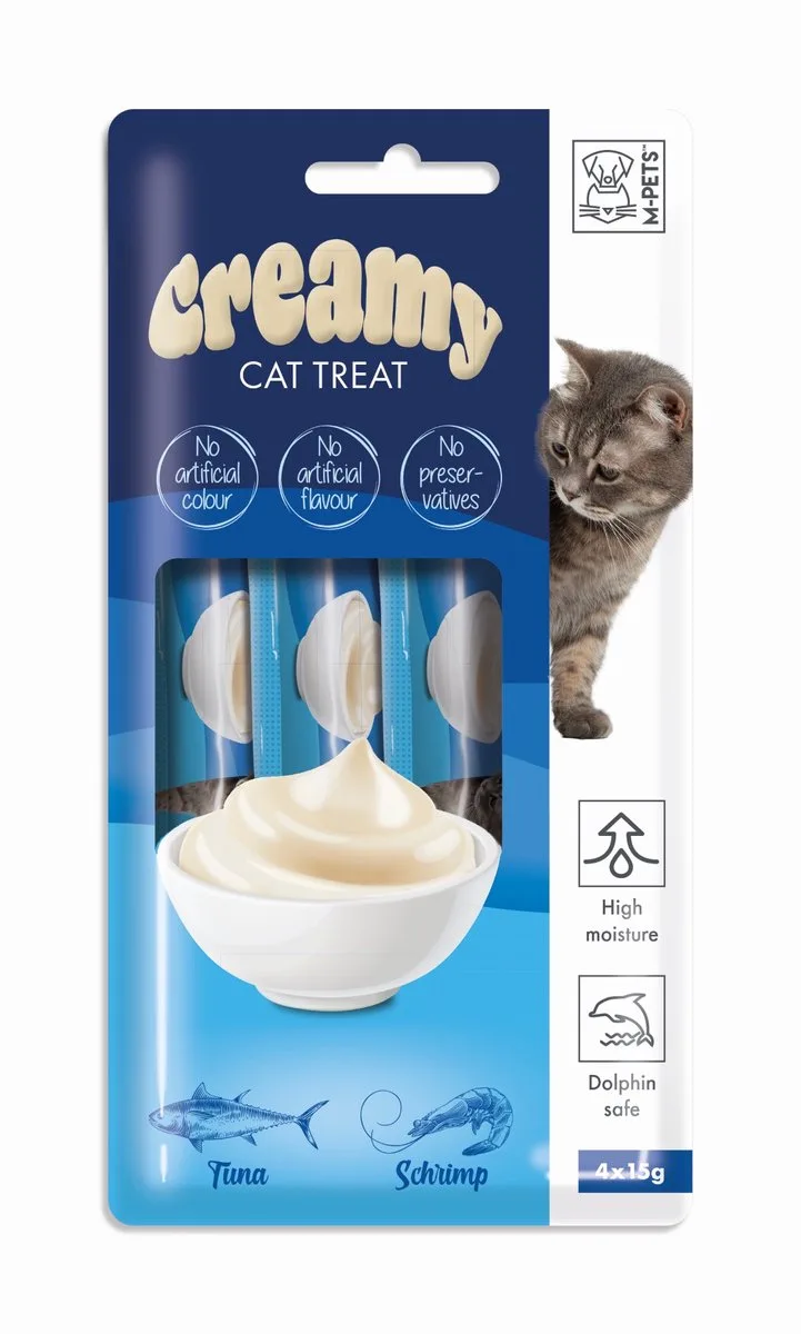 Creamy kat snack tonijn & garnalen 60g ( 4x15g ) - per 12 by M-Pets – product photo