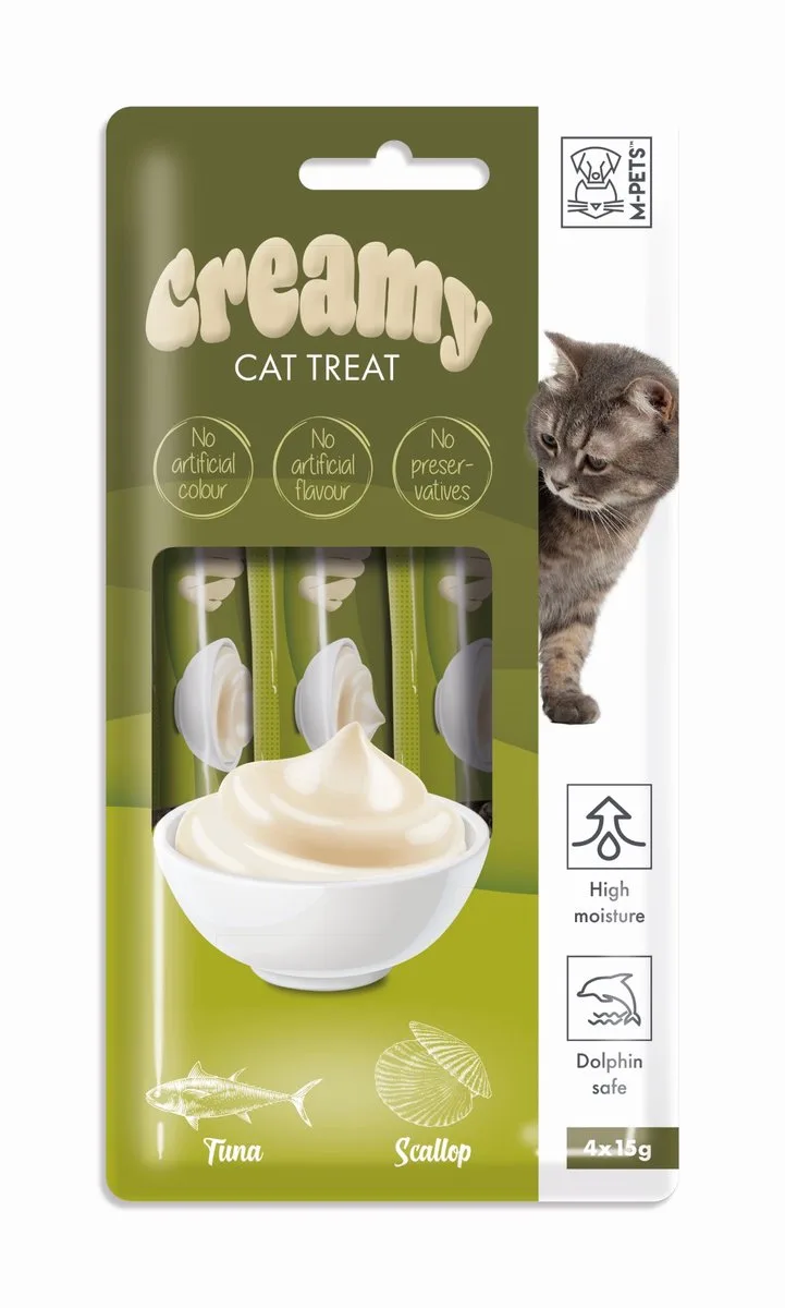 Creamy kat snack tonijn&St. jacobsschelp 60g ( 4x15g ) - per 12 by M-Pets – product photo