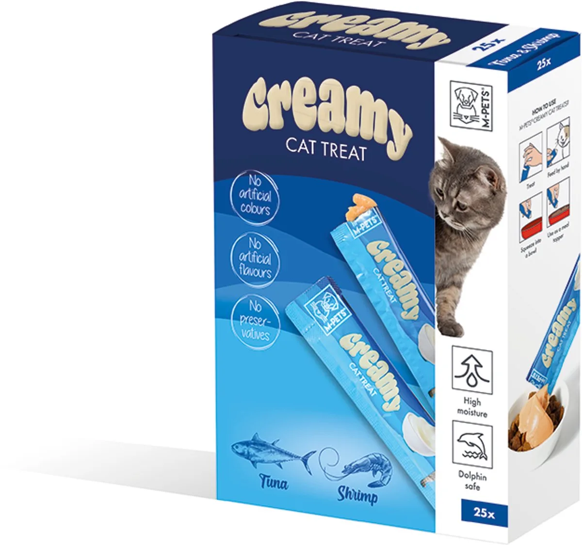 Creamy kat traktatiepakket - tonijn & garnaal 25x15g van M-Pets – productfoto
