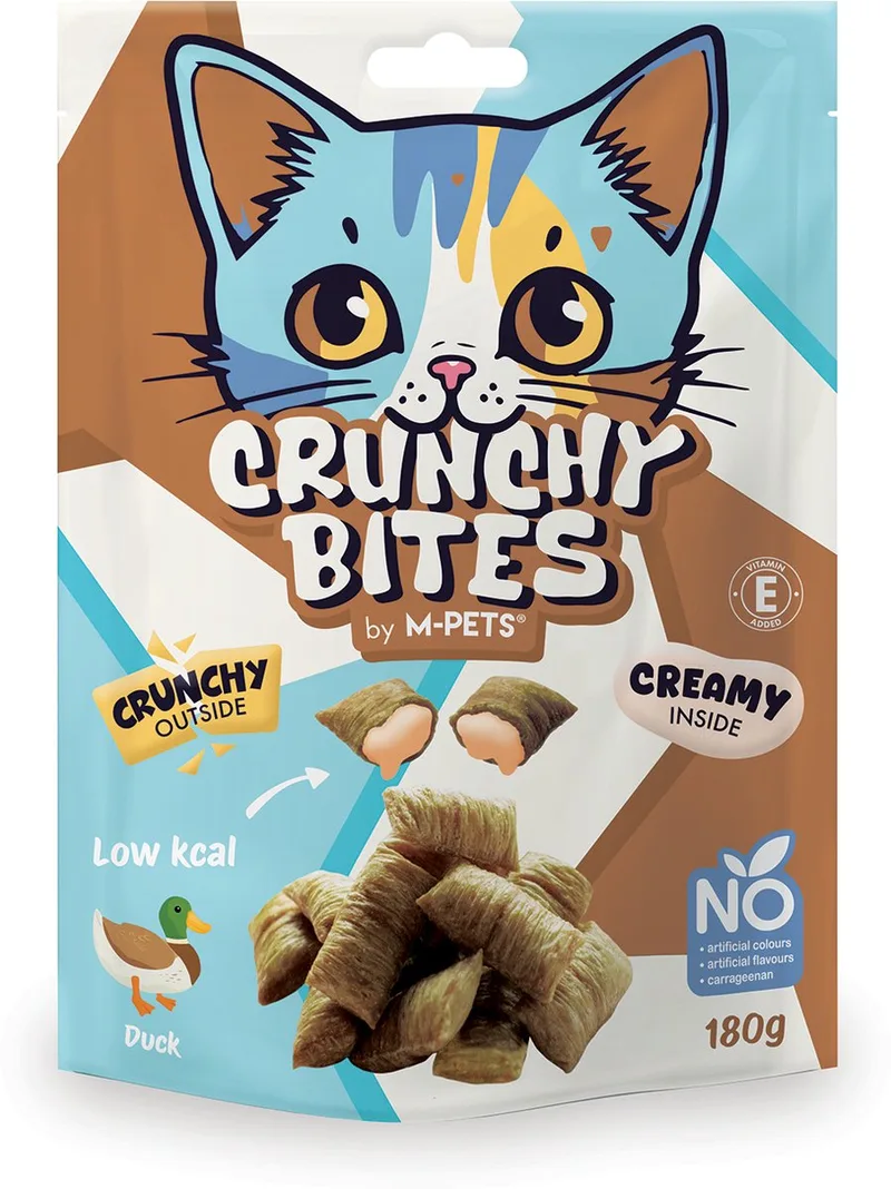 CRUNCHY BITES kat snack eend - 180 g - per 10 fra M-Pets – produktbillede