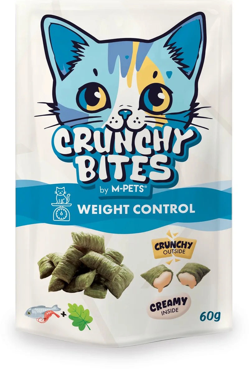 CRUNCHY BITES kat snack met functie gewichtsbeheersing - 60 g - per 12 by M-Pets – product photo