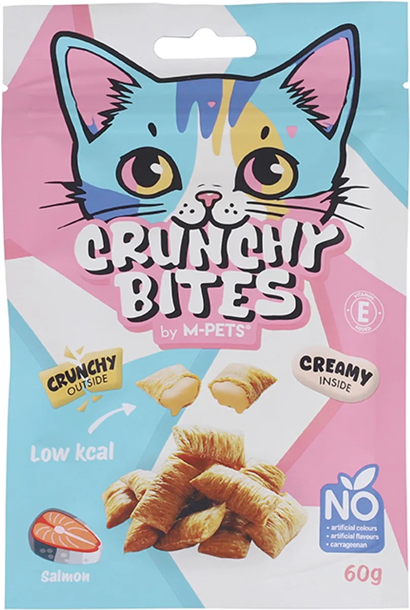 CRUNCHY BITES kat snack zalm - 60 g - per 12 by M-Pets – product photo