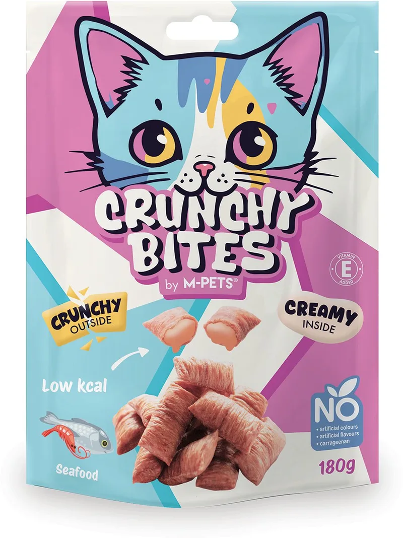 CRUNCHY BITES kat snack zeevruchten - 180 g - per 10 von M-Pets – Produktfoto