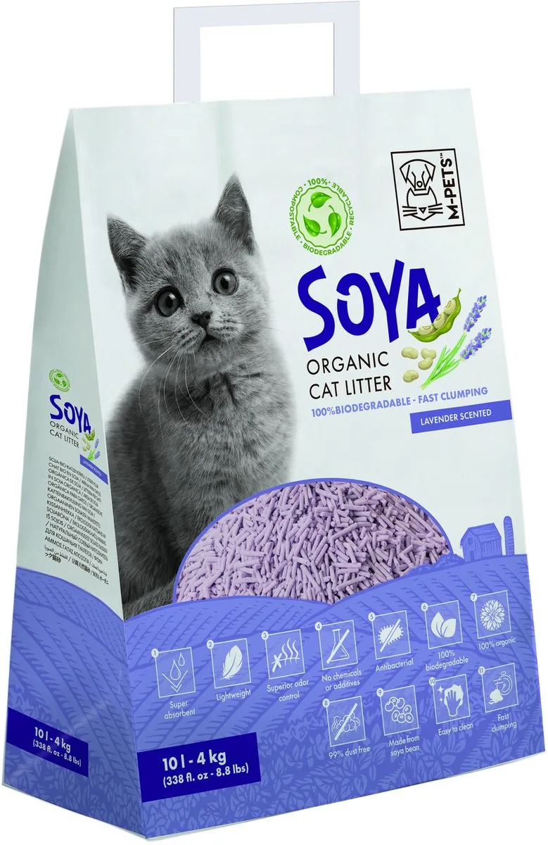 Soya Organic Cat Litter - Kattenbakvulling - 10 l Lavendel von M-Pets – Produktfoto