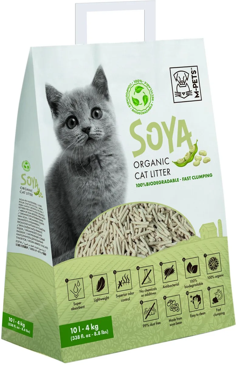 Soya Organic Cat Litter - Kattenbakvulling - 10 l Natural by M-Pets – product photo