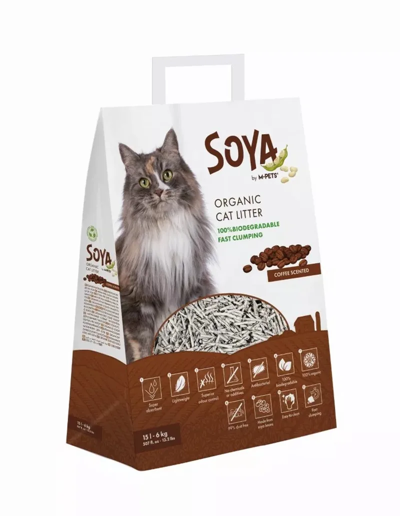 SOYA organische kattenbakvulling 6kg 15L koffie von M-Pets – Produktfoto