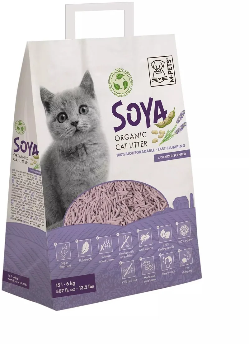 SOYA Organische kattenbakvulling 6kg 15L lavendel by M-Pets – product photo