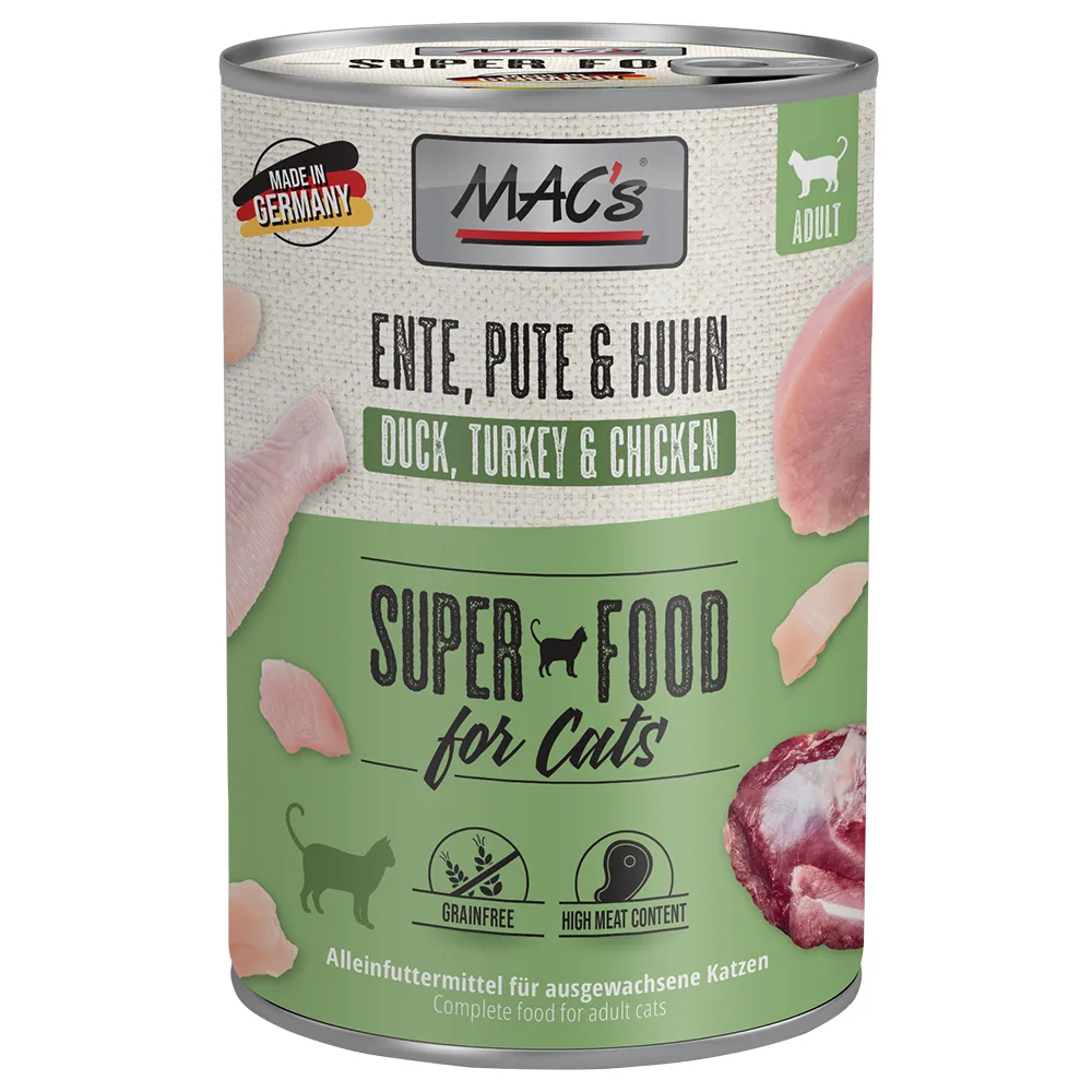 6 x 400 g Eend, Kalkoen & Kip MAC´s Cat Kattenvoer van MAC's – productfoto