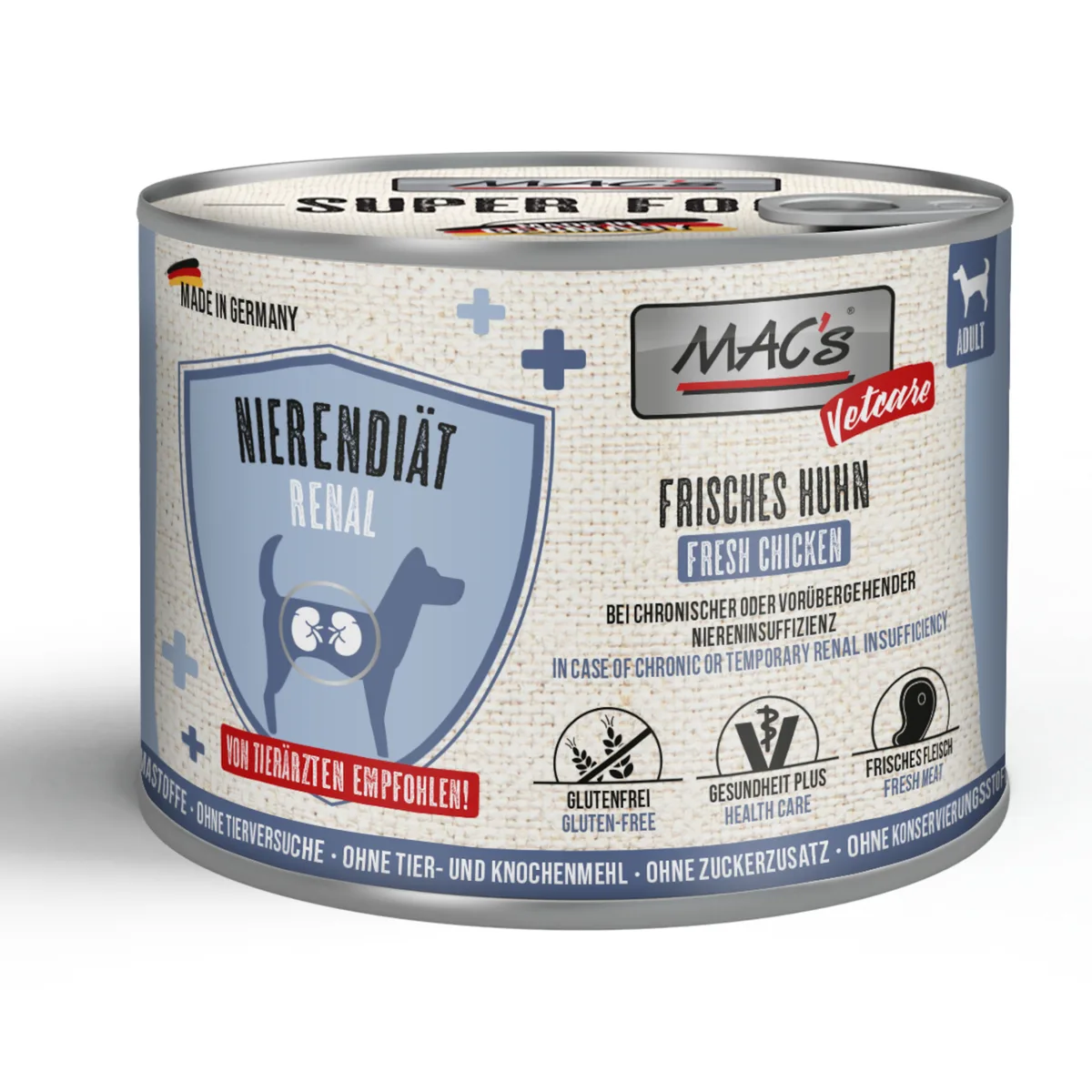 6x 200g MAC's Dog Vetcare Nierdieet Kip Hondenvoer nat van MAC's – productfoto