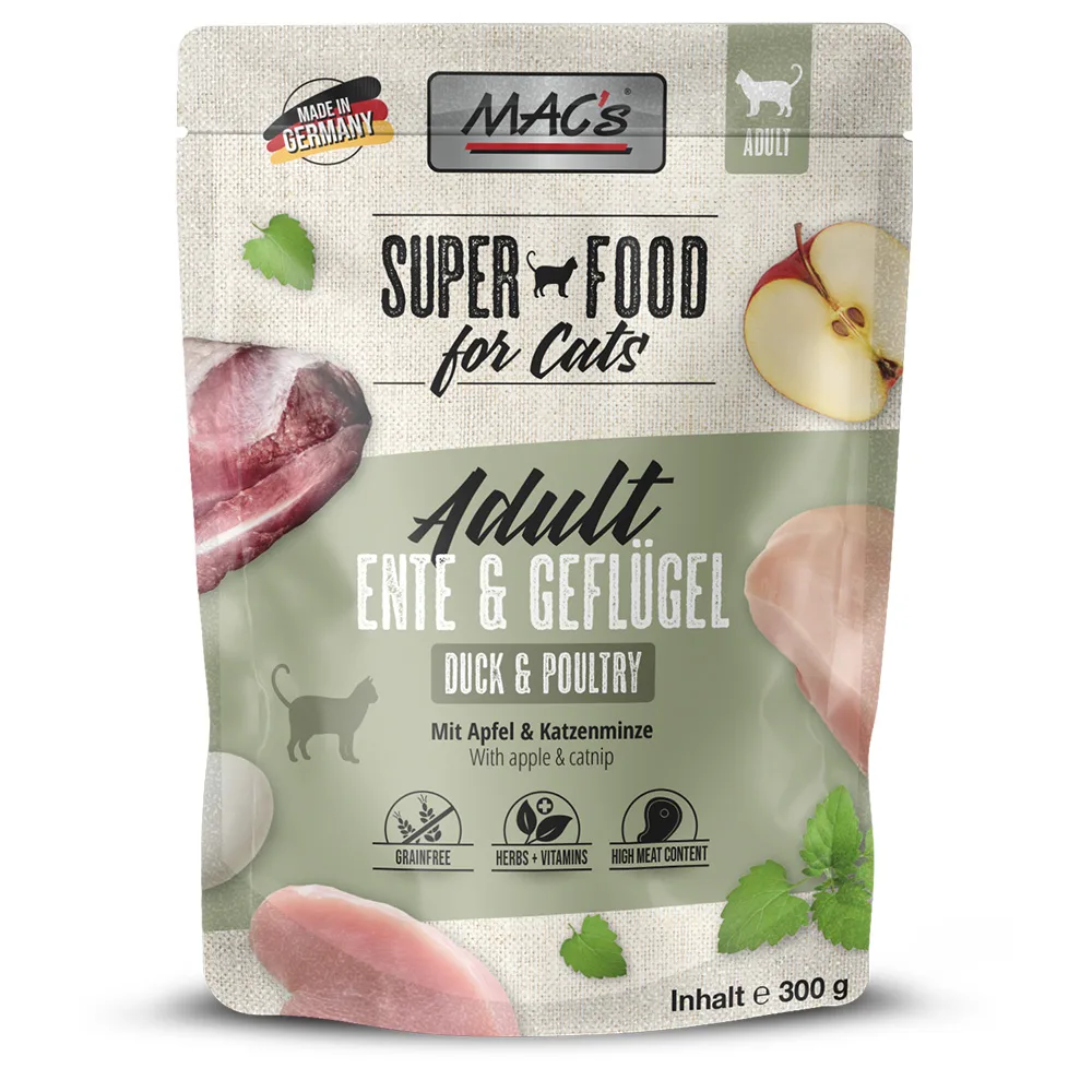6x 300g MAC's Cat Pouch Eend & Gevogelte natvoer voor katten by MAC's – product photo