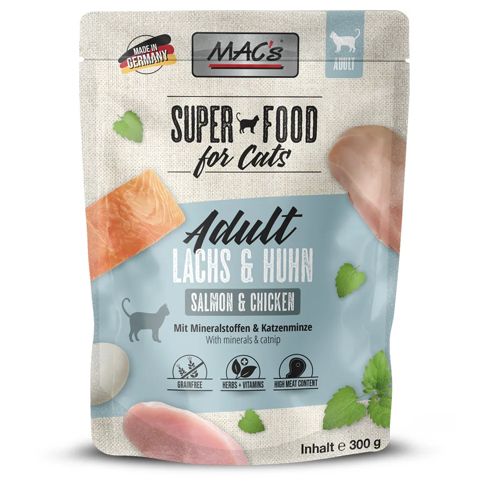 6x 300g MAC's Cat Pouch Zalm & Kip natvoer voor katten by MAC's – product photo