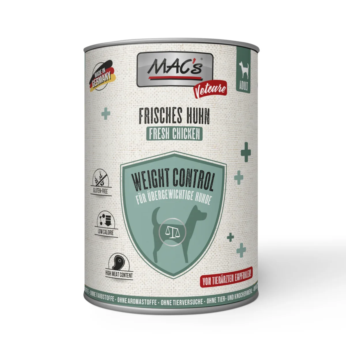 6x 400g MAC's Dog Vetcare Gewichtscontrole Kip Hondenvoer nat van MAC's – productfoto