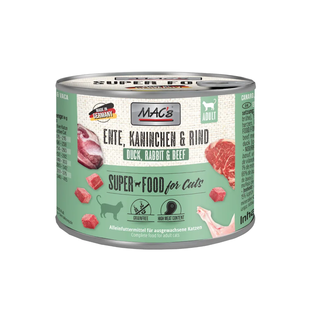 6x200g Eend/Konijn/Rund MAC's Kattenvoer by MAC's – product photo