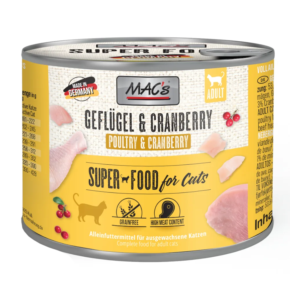 6x200g Gevogelte & Cranberry MAC's Kattenvoer van MAC's – productfoto