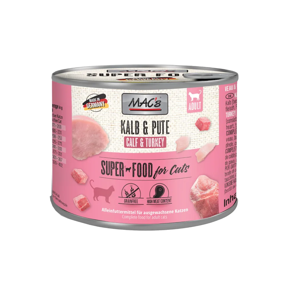 6x200g Kalf & Kalkoen MAC's Kattenvoer by MAC's – product photo