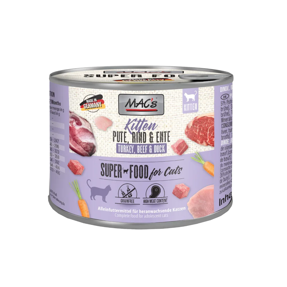 6x200g MAC´s Cat Kitten (kalkoen, rund, eend) Kattenvoer by MAC's – product photo