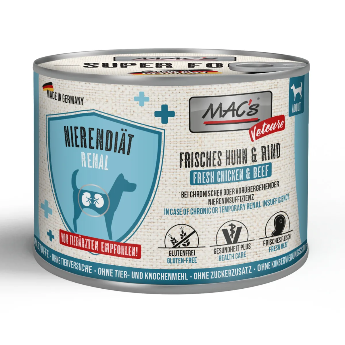 6x200g MAC's Dog Vetcare Nierdieet - Kip & Rund Hondenvoer nat van MAC's – productfoto