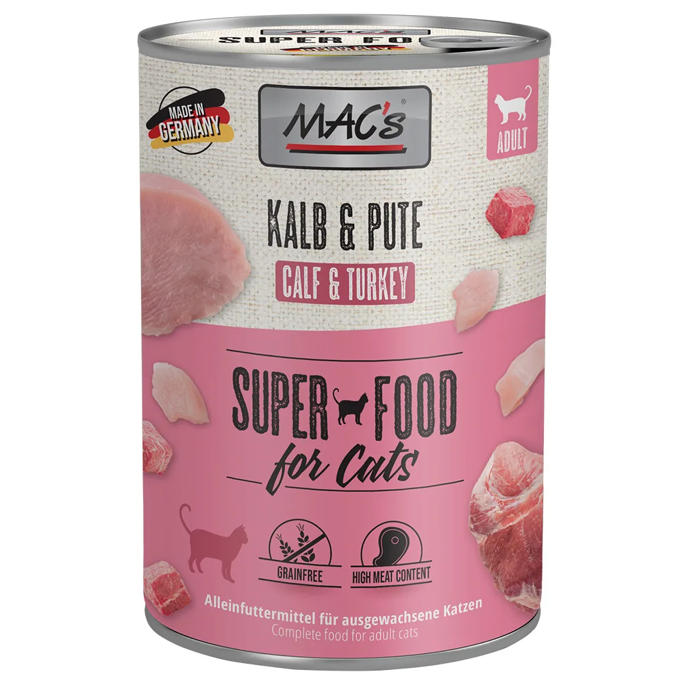 6x400g Kalf en Kalkoen MAC´s Kattenvoer van MAC's – productfoto