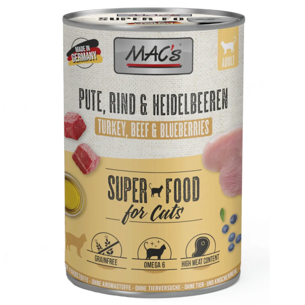 6x400g Kalkoen/Bosbessen MAC's Kattenvoer van MAC's – productfoto