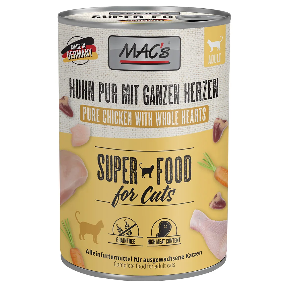 6x400g Kip Puur met Gevogelteharten MAC's Kattenvoer by MAC's – product photo