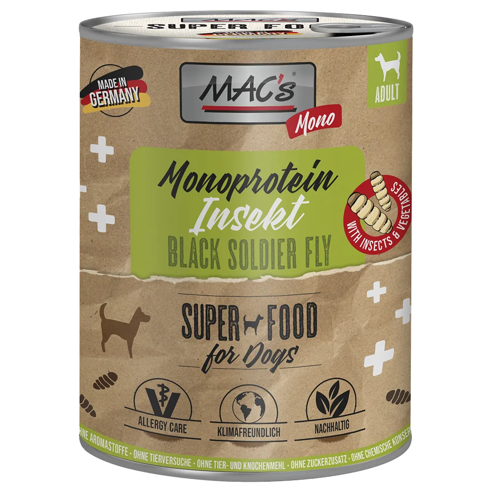 6x750g MAC's Monoprotein Insecten & Superfood nat hondenvoer de MAC's – photo produit